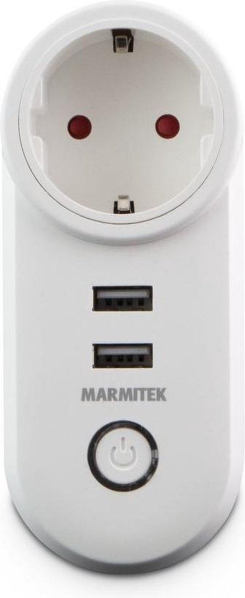 Marmitek Power SI - slimme wifi stekker - 2 USB aansluitingen - energiemeter - geen hub benodigd - stekker type F (NL) - Smart me