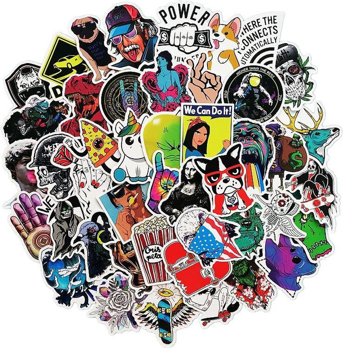 Onverenigbaar kortademigheid Dat Mix van 50 coole stickers voor laptop, telefoon, skateboard, koelkast,  koffer, douche etc. Hoge kwaliteit PVC Stickers, watervast en UV bestendig  - Smart Gear Compare