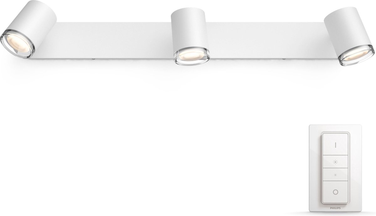 Philips Hue Adore opbouwspot - Philips Hue Fuzo muurlamp - 3-lichts - wit - balk
