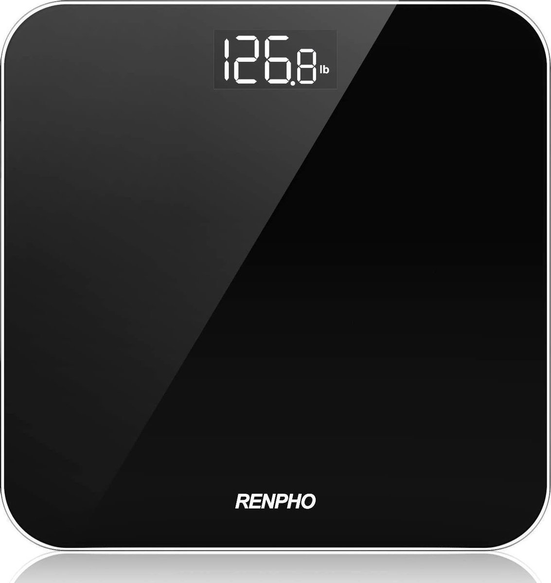 RENPHO digitale personenweegschaal, ultradunne weegschaal met zeer nauwkeurige sensoren, weegschaal met step-on-technologie, zwart