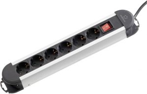 Renkforce 614A-CMB Socket strip (+ switch) 6x Black, Silver PG connector 1 pc(s)
