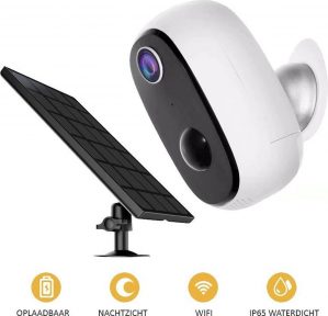 SMILON Beveiligingscamera Full HD Draadloos WiFi IP Camera - Zonne energie / USB - Nachtzicht - Bewegingssensor - Speaker - Cloud - Micro SD / App - Camera met Zonnepaneel