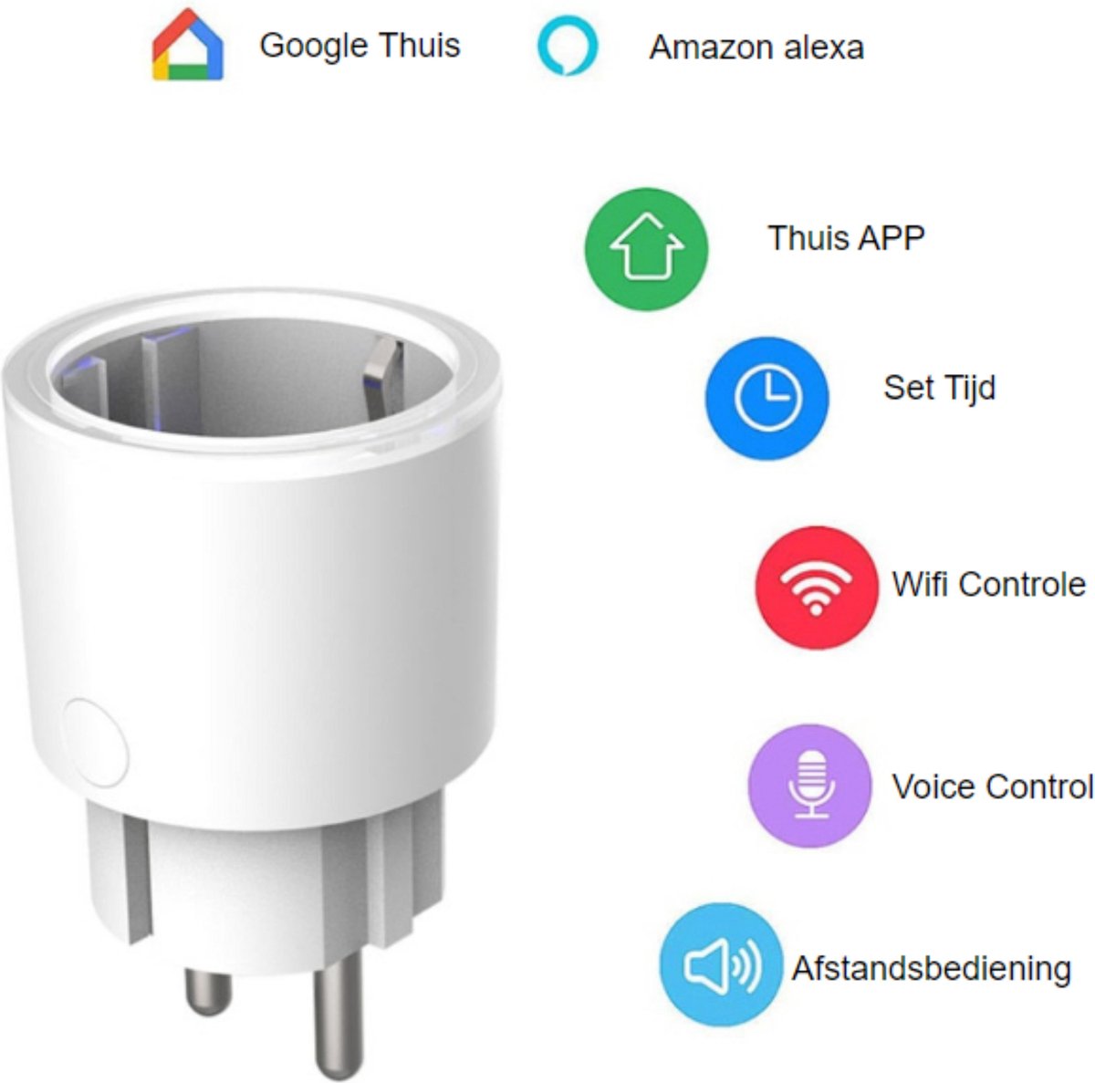 Smart Plug WiFi | Slimme Stekker|1 Stuks |Koppel met Google Home, Amazon Alexa en App