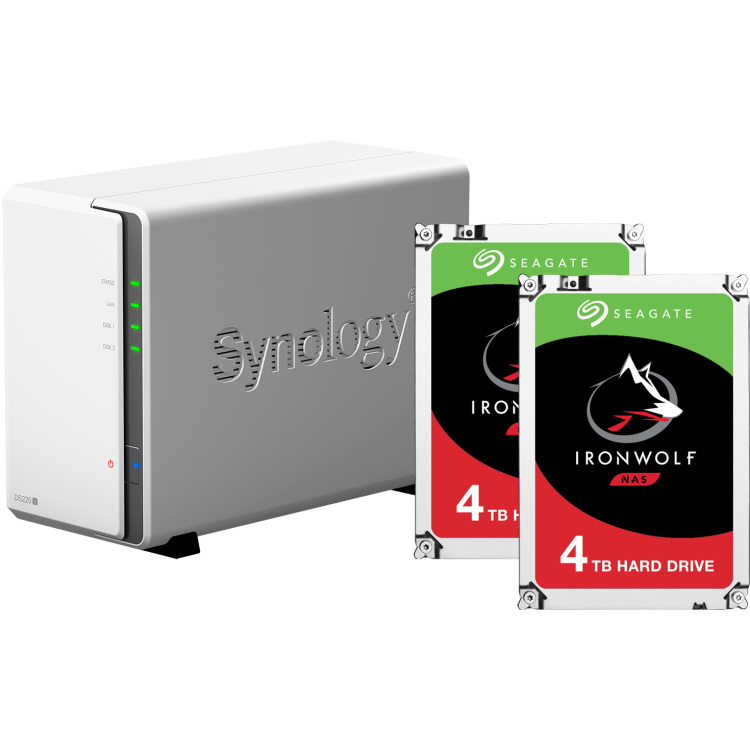 Synology DS220j incl. 2x 4 TB Seagate Ironwolf harde schijf nas 2x USB 3.0