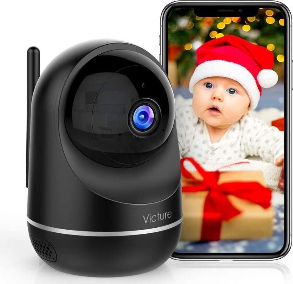 Victure Dualband 2,4 GHz en 5 GHz wifi-camera, babycamera, 1080p bewakingscamera WLAN, babyfoon met camera, pantilt, 2-weg audio, IR-nachtzicht