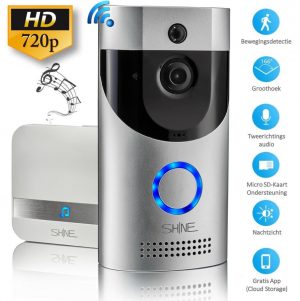 Video deurbel met Camera en WiFi - 2.4 GHz - Intercom - Incl. Cloud-storage & Chime met 52 ring melodieën