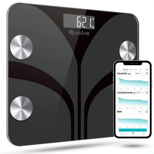 e.volve® Slimme Weegschaal - 13x Lichaamsanalyse o.a. Vetpercentage - Digitale Personenweegschaal met App