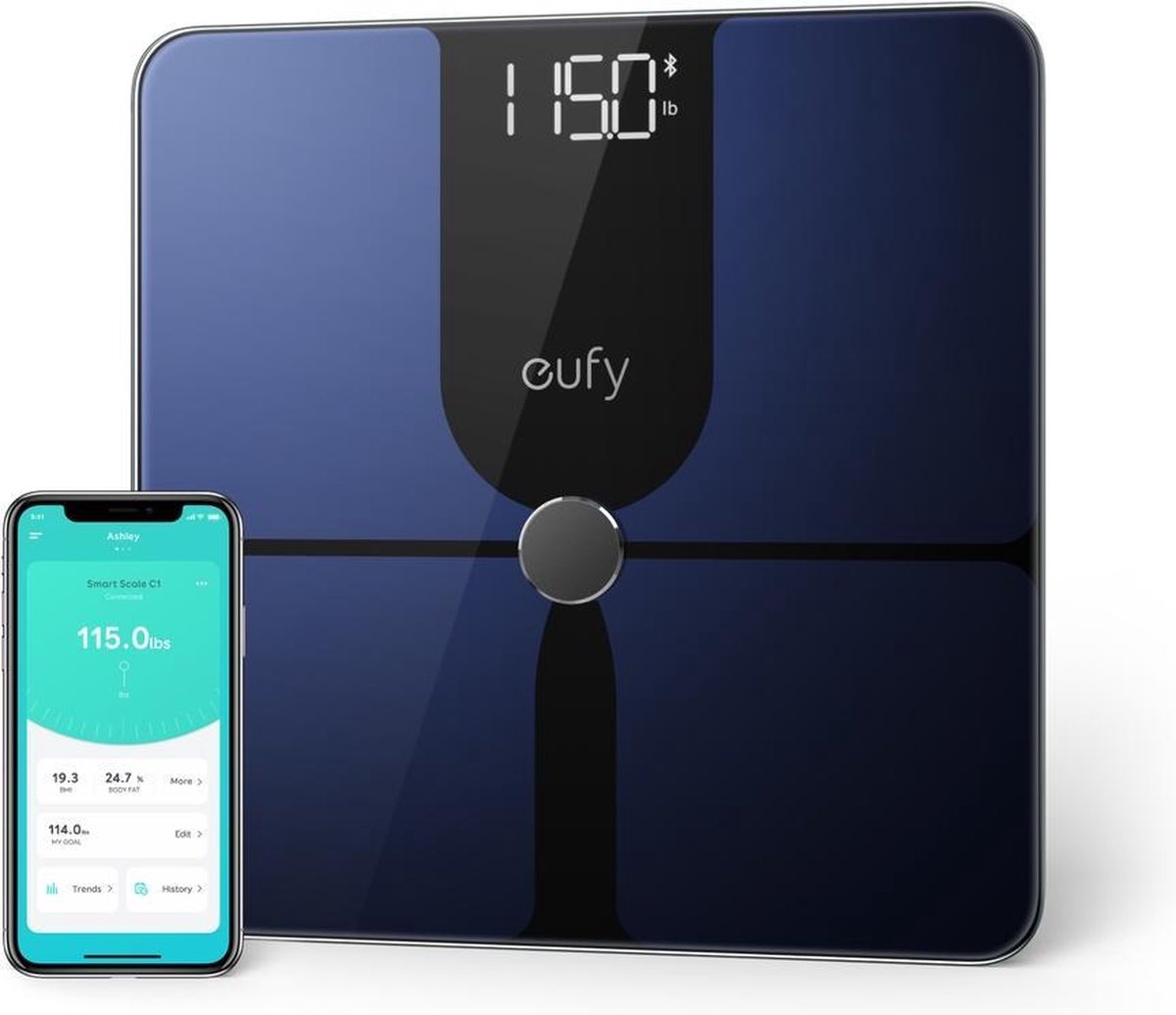 eufy Smart Scale P1 Smart bathroom scales Weight range=150 kg Black