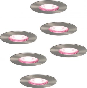 Homeylux® Smart WiFi LED inbouwspot 6 stuks 5,5W RVS Bari dimbaar RGBWW - IP65 - 400lm - Bedienbaar via Homeylux® App - Google Home en Amazon Alexa