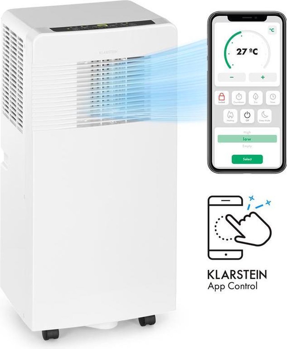 Klarstein Iceblock Ecosmart - mobiele airco klasse A - 3 modi / 2 ventilatiesnelheden - app-bediening via WiFi en Klarstein-app - wit