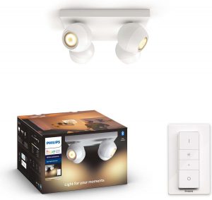Philips Hue - BUCKRAM plate/spiral white 4x5.5W 230V - White Ambiance Bluetooth Dimmer Included
