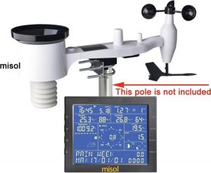 Professioneel weerstation Misol | Wifi | Windsnelheid | Windrichting | Licht | Baro | UV | Douwpunt | Regen | Gevoelstemperatuur | Temperatuur