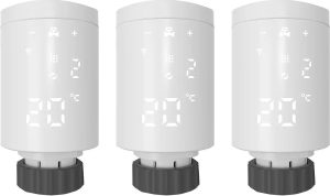 ZigBee - Slimme Radiatorknop - Set van 3 Radiatorknoppen met 1 Bridge / Gateway - Smart Home - Thermostaatkraan - Compatibel met Google Home / Assistant en Amazon Alexa