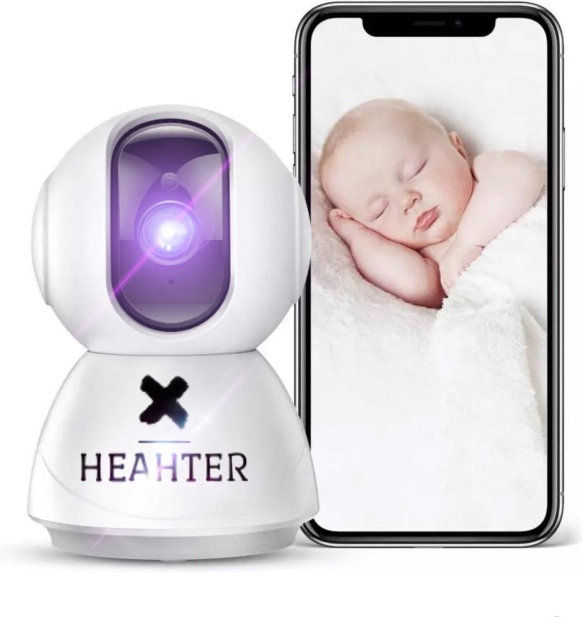 Heahter Babyfoon - 1536P HD Wifi Camera - Geluid en Bewegingsdetectie - Heldere Dag & Nacht Visie - 2 kleuren