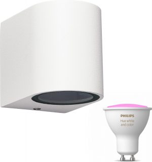 Mantra Kandachu wandlamp rond - wit - 1 lichtpunt - Incl. Philips Hue White & Color Ambiance Gu10 (geschikt voor buitengebruik)
