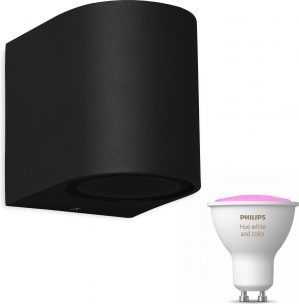 Mantra Kandachu wandlamp rond - zwart - 1 lichtpunt - Incl. Philips Hue White & Color Ambiance Gu10 (geschikt voor buitengebruik)
