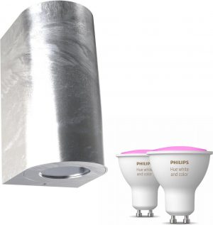 Nordlux Canto maxi 2 wandlamp - zink - 2 lichtpunten - Incl. Philips Hue White & Color Ambiance Gu10 (geschikt voor buitengebruik)
