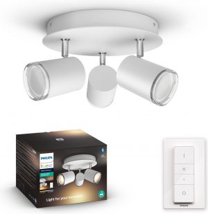 Philips Hue Adore Opbouwspot Badkamer - White - GU10 - Wit - 3 x 5,5W - Bluetooth - incl. Dimmer Switch