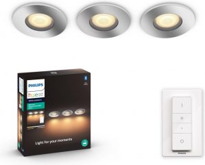 Philips Hue Adore recessed Inbouwspot Badkamer - White Ambiance - GU10 - Chroom - 3 x 5W - Bluetooth - incl. Dimmer Switch