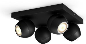 Philips Hue Buckram Opbouwspot - White Ambiance - GU10 - Zwart - 4 x 5,5W - Bluetooth - Incl. Dimmer Switch