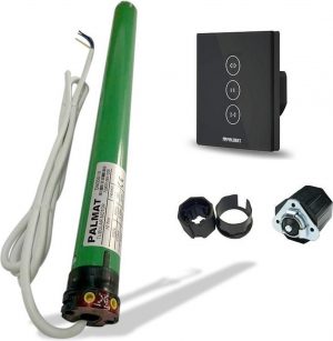 PALMAT Slimme en Handzame Set - Gordijnschakelaar - Spraakbediening voor Garagedeur, Rolluiken of Jaloezieën - Amazon Alexa en Google Home - Beschikbare App - 60SW - 25Kg - Zwart