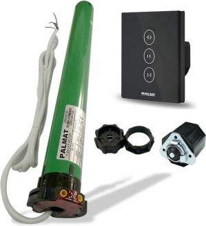 PALMAT Slimme en Handzame Set - Gordijnschakelaar - Spraakbediening voor Garagedeur, Rolluiken of Jaloezieën - Amazon Alexa en Google Home - Beschikbare App - 60SW - 55Kg - Zwart