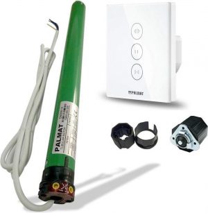 PALMAT Slimme en Handzame Set - Gordijnschakelaar - Spraakbediening voor Garagedeur, Rolluiken of Jaloezieën - Amazon Alexa en Google Home - Beschikbare App - 40SW - 25Kg - Wit