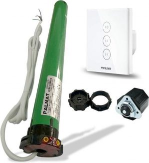PALMAT Slimme en Handzame Set - Gordijnschakelaar - Spraakbediening voor Garagedeur, Rolluiken of Jaloezieën - Amazon Alexa en Google Home - Beschikbare App - 60SW - 25Kg - Wit