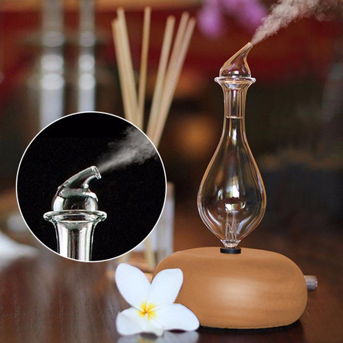 Houten Glas Aromatherapie Pure Essentiële Oliën Diffuser Luchtvernevelaar Luchtbevochtiger Huishoudelijke Luchtbevochtiger Airconditioning Apparaat