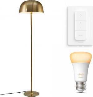 Nordlux Cera vloerlamp - LED - goud - 1 lichtpunt - incl. Philips Hue White Ambiance E27 & dimmer