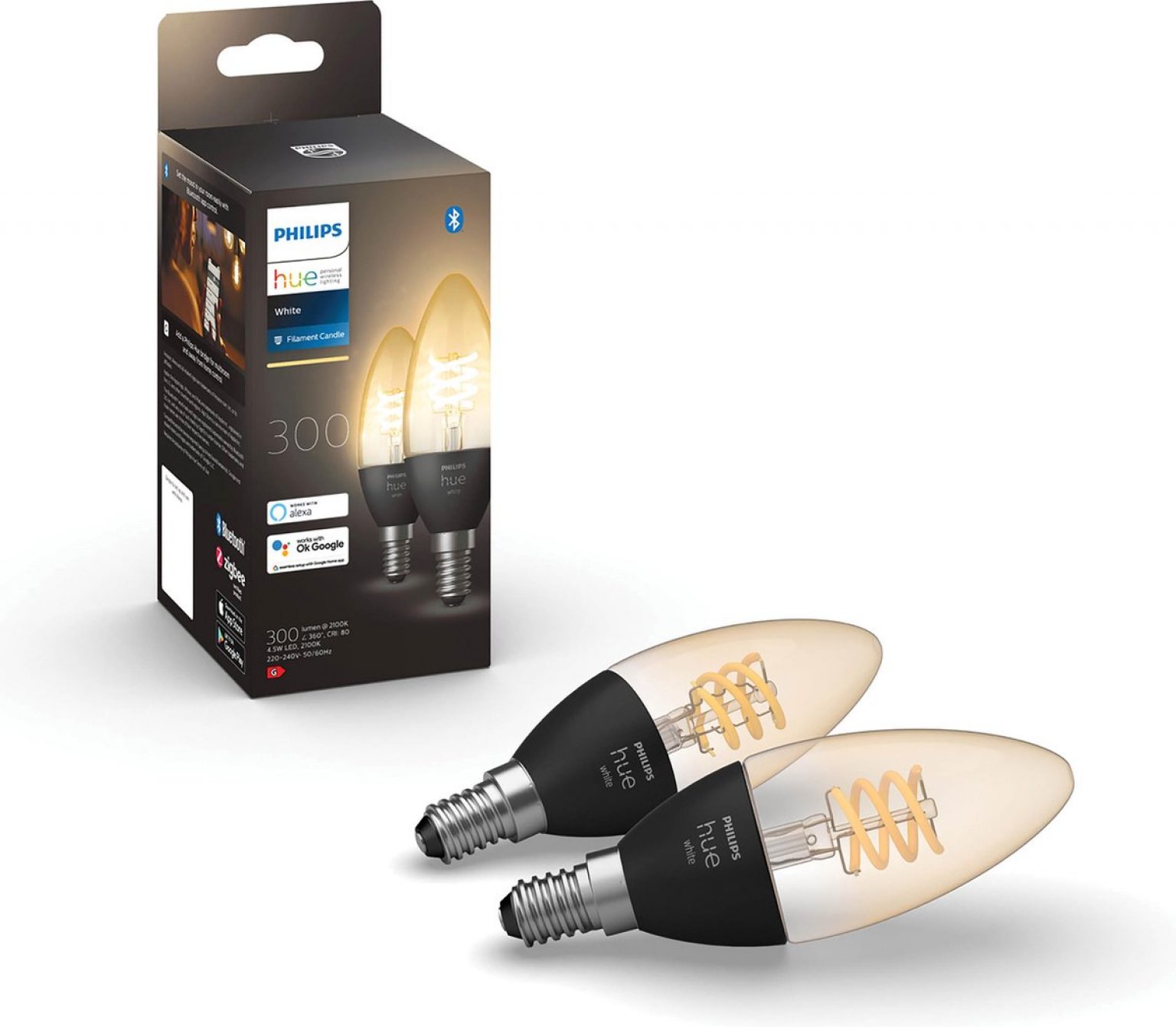 Philips Hue kaarslamp - wit en gekleurd licht 5W - 2 pack - E14
