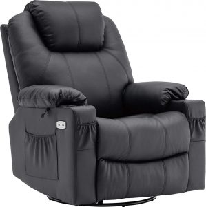 Bobby's Elektrische Massagestoel - Massagestoel - Kantelbaar - 240 Graden Draaibaar - Verwarmbaar - Relax stoel - Chill stoel - Zwart - Tv stoel - Warmtefunctie - Lig en trilfunctie - �100 x 84 x 109 cm