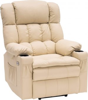 Bobby's Luxe Elektrische Relax stoel - Ligpositie 165 Graden - Voetensteun - Chill stoel - USB Aansluiting - Crème Wit - Leer - Retro - Tv stoel - Sta Op Functie - 3 Motoren -� 100 x 86 x 112 cm