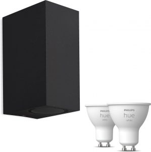 Mantra Kandachu wandlamp rechthoekig - LED - zwart - 2 lichtpunten - Incl. Philips Hue White Gu10