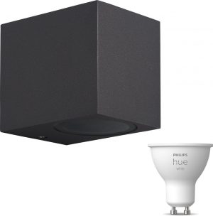 Mantra Kandachu wandlamp vierkant - LED - antraciet - 1 lichtpunt - Incl. Philips Hue White Gu10