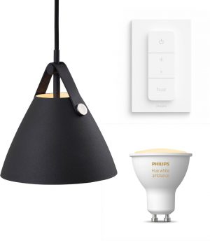 Nordlux Strap 16 hanglamp - LED - zwart - 1 lichtpunt - Incl. Philips Hue White Ambiance Gu10 & dimmer