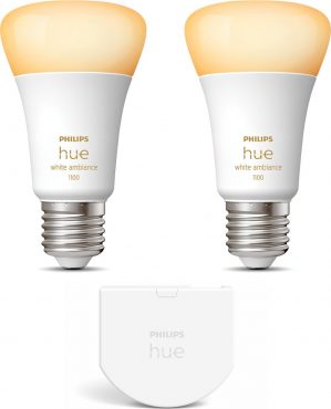 Philips Hue Uitbreidingspakket - White Ambiance - E27 - 2 lampen - Wall switch
