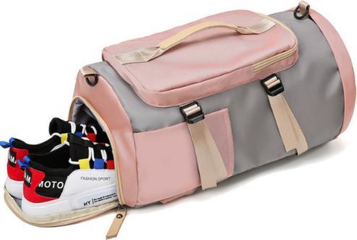 walixpro® sporttas met schoenenvak- 36 l- roze-grijs - Smart Gear Compare