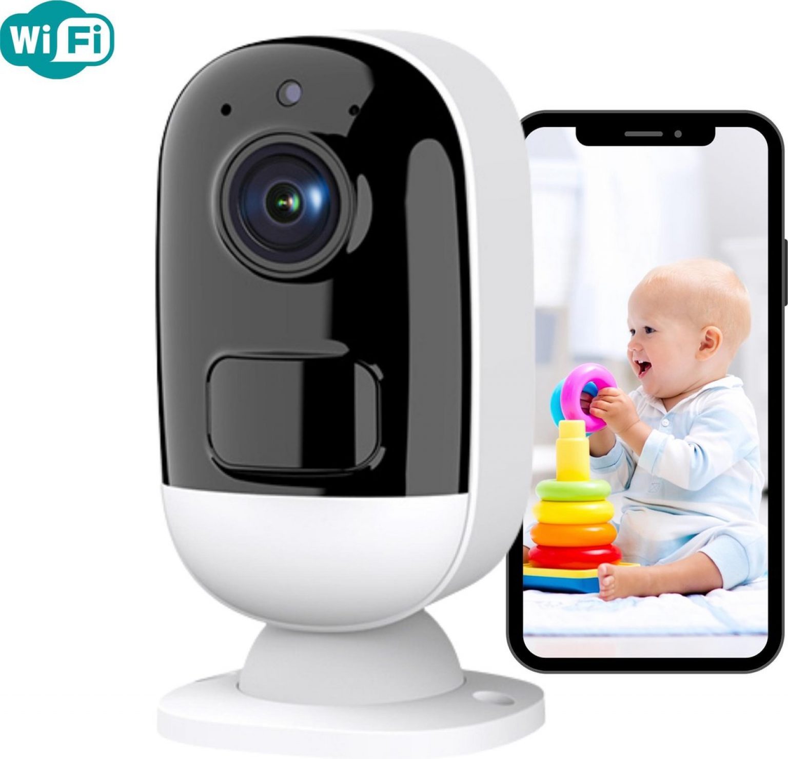 Optimum Full HD Babyfoon Met Camera En App Inclusief 32 GB SD Kaart Premium Baby Monitor Geluid En Bewegingsdetectie Automatisch Volgen Spraakfunctie Nachtvisie Draaibare En Kantelbare Cam