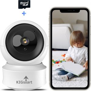 KIGstart Babyfoon met Camera en App - INCLUSIEF SD KAART - Camera Beveiliging - 1080P - Nachtzicht - Geluid & Bewegingsdetectie - Terugspreekfunctie - Wit