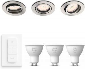 Philips Donegal Inbouwspots - 3 stuks -Nikkel - Incl. Philips Hue White Gu10 & dimmer