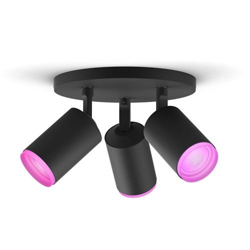 Philips Hue FUGATO 3-lichts SPOTBALK WIT EN GEKLEURD LICHT Zwart