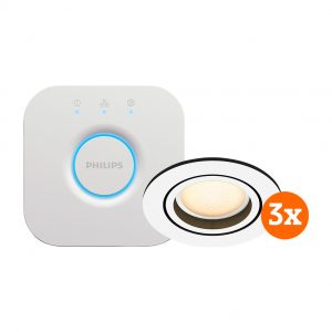 Philips Hue Milliskin White Ambiance Rond Wit 3-pack + bridge