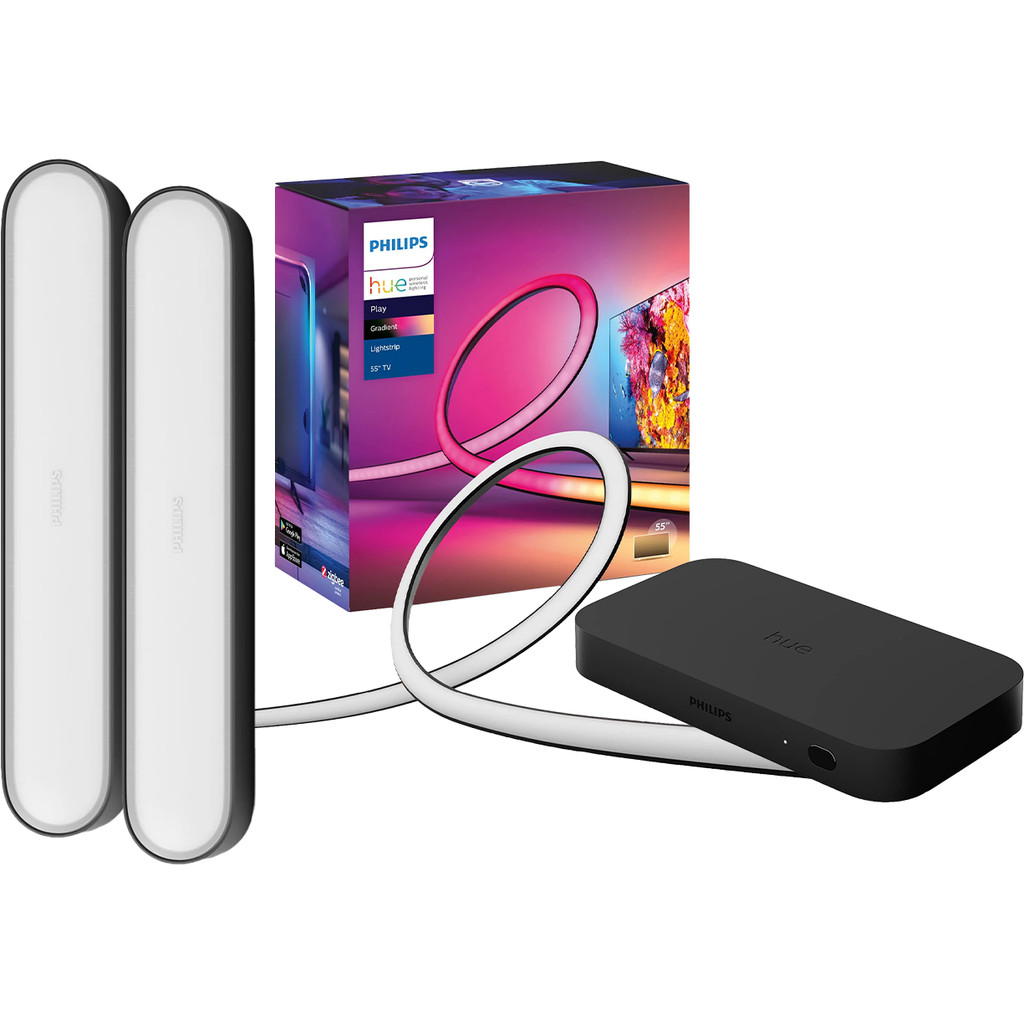 Philips Hue Play HDMI Sync Box + 55+ inch lightstrip + Play Bar Zwart