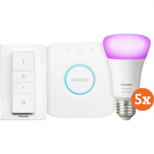 Philips Hue White & Colour Starter 5-Pack E27 + dimmer