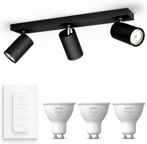 Philips myLiving KOSIPO Opbouwspot - zwart - 3 lichtpunten - Incl. Philips Hue White Gu10 & dimmer