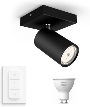 Philips myLiving Kosipo - Opbouwspot - 1 Lichtpunt - zwart - Incl. Philips Hue White Gu10 & dimmer