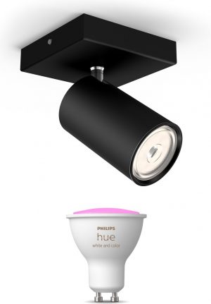 Philips myLiving Kosipo - Opbouwspot - 1 Lichtpunt - zwart - Incl. Philips Hue White & Color Ambiance Gu10