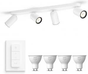 Philips myLiving Pongee Opbouwspot - 4 Lichtpunten - wit - Incl. Philips Hue White Gu10 & dimmer