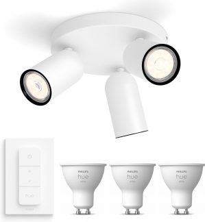 Philips myLiving Pongee Opbouwspot - wit- 3 lichtpunten - Incl. Philips Hue White Gu10 & dimmer